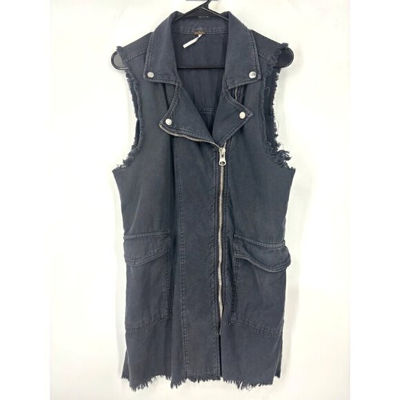 Free People Dresses & Skirts - Free People Charcoal Grey Sleeveless Zip Moto Dress XS